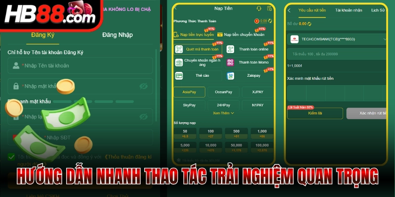 Hướng dẫn nhanh thao tác trải nghiệm quan trọng